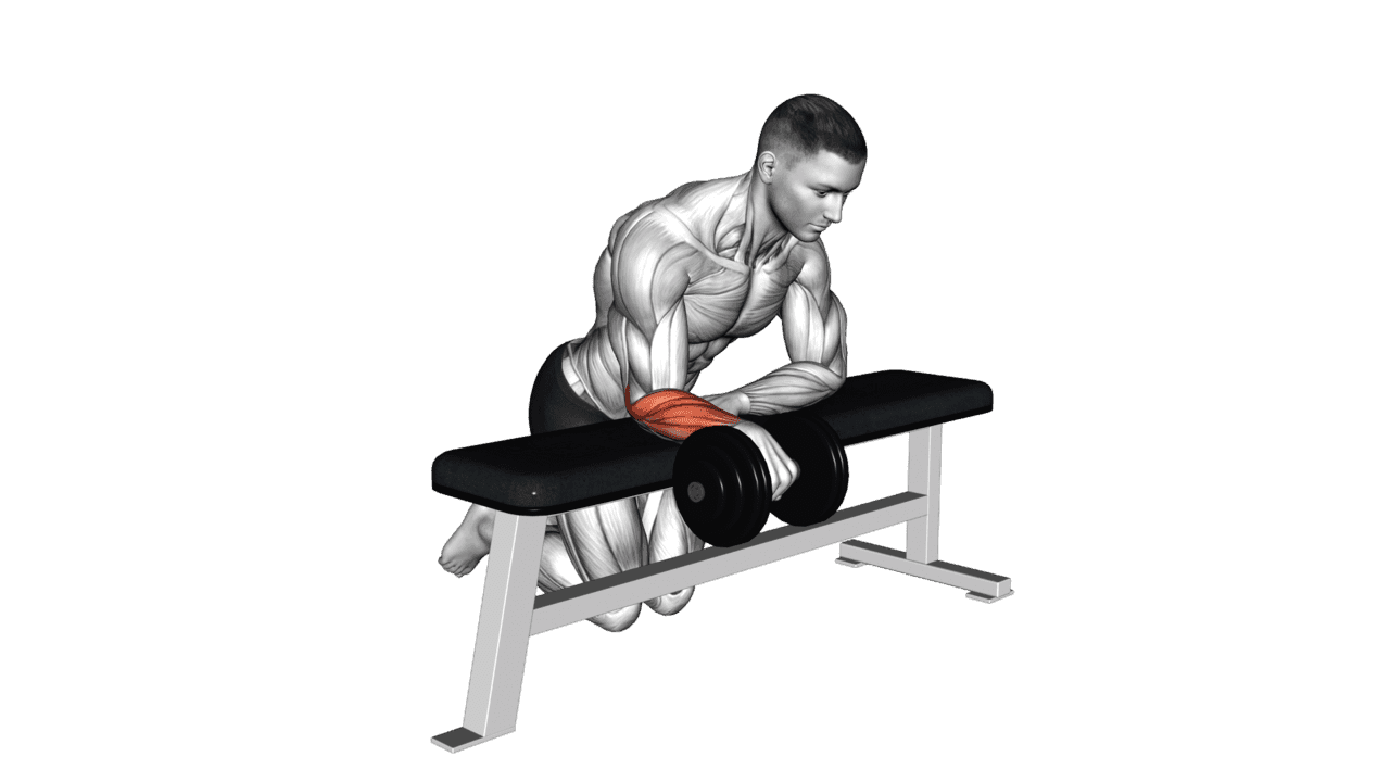 Dumbbell Over Bench One Arm Wrist Curl